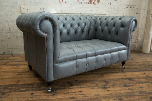 Sofa Chesterfield 2-Sëtzer Canapé Polstersëtz Textil Stoff Lieder Canapéen Sofas