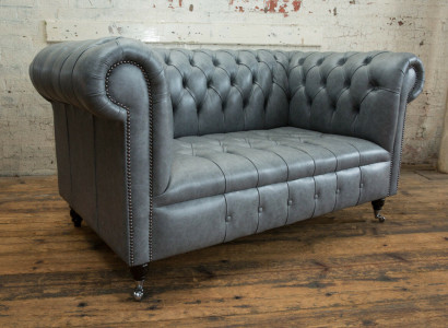 Sofa Chesterfield 2-Sëtzer Canapé Polstersëtz Textil Stoff Lieder Canapéen Sofas
