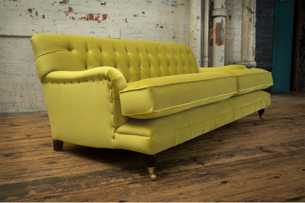 Chesterfield 3-Sëtz Design Sofa Couch Polster Sofas Couchen Textil dräisëtzer