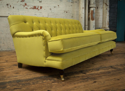 Chesterfield 3-Sëtz Design Sofa Couch Polster Sofas Couchen Textil dräisëtzer