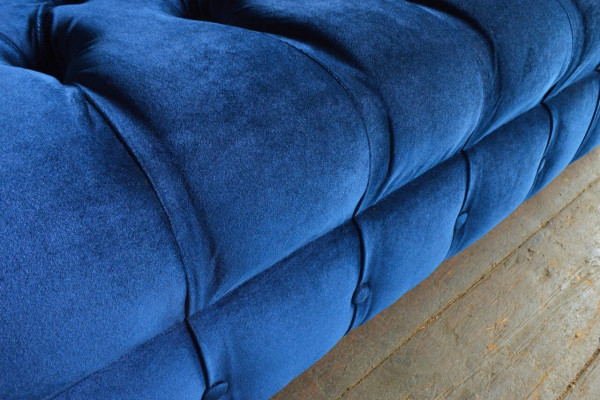 Sëtz Canapé Këssen Sofa Textil Chesterfield Canapéen 1,5-Sëtzer Een-Eenzel blauwe.