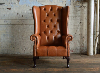 Chesterfield Fauteuil Ohrensessel Canapé Textilstoff Canapéë Polster Braun Lounge