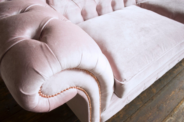 Chesterfield 3-Sëtzer Design Sofa Couch Polster Sofas Couchen Textil Dräisëtzer