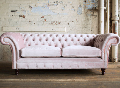 Chesterfield 3-Sëtzer Design Sofa Couch Polster Sofas Couchen Textil Dräisëtzer