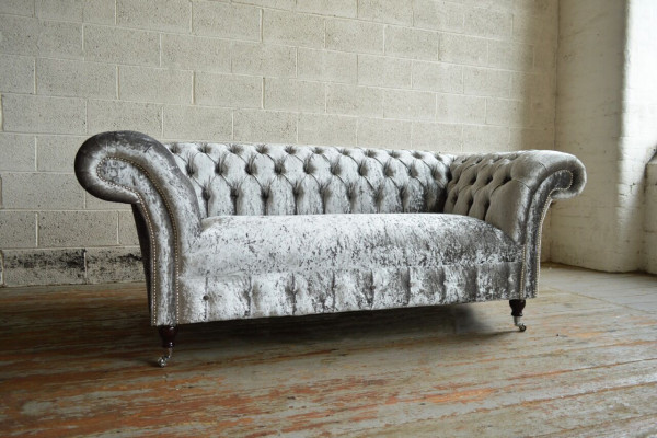 Chesterfield 2-Sëtzer Canapé Gepolstert Sofa Designer Couchen Sëtz Samt Textil Nei