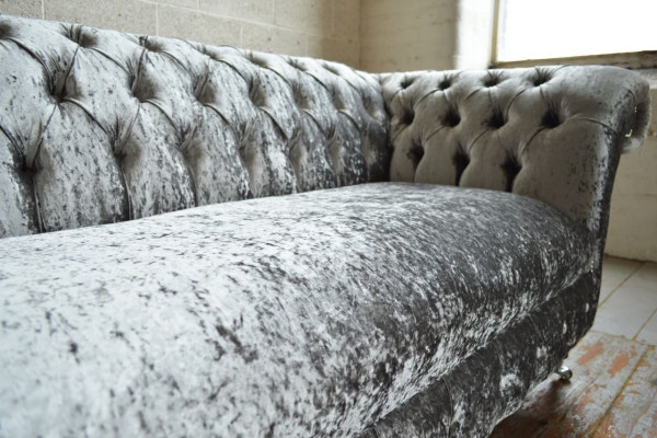 Chesterfield 2-Sëtzer Canapé Gepolstert Sofa Designer Couchen Sëtz Samt Textil Nei