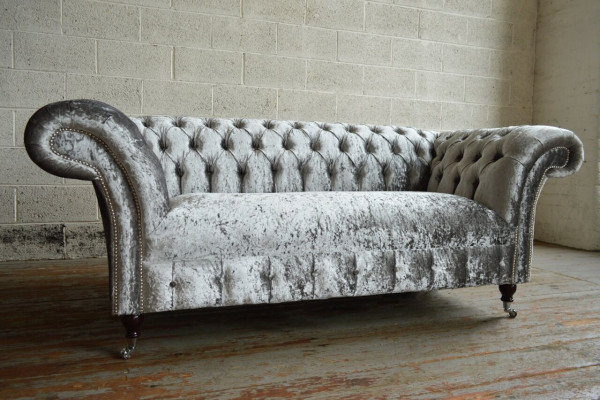 Chesterfield 2-Sëtzer Canapé Gepolstert Sofa Designer Couchen Sëtz Samt Textil Nei