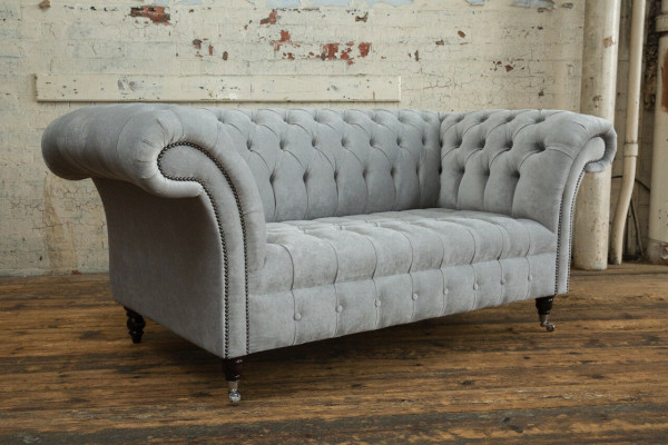 Sofa Chesterfield 2 Sëtzer Canapé Polster Sëtz Textil Stoff Samt Canapéë Sofaen