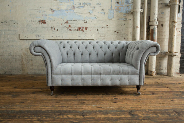 Sofa Chesterfield 2 Sëtzer Canapé Polster Sëtz Textil Stoff Samt Canapéë Sofaen