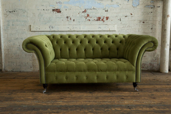 Chesterfield Canapé 2 Sëtzer Gepolstert Sëtz Téxtilstoff Lieder Canapéen Sofae Sofa