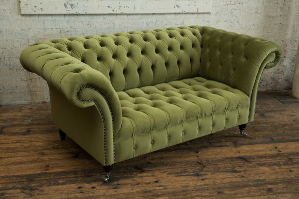 Chesterfield Canapé 2 Sëtzer Gepolstert Sëtz Téxtilstoff Lieder Canapéen Sofae Sofa