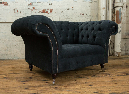 Schwaarz Canapé Couch Polster Chesterfield Sitzmëbel Textil Stoff Lieder Canapéen Nei