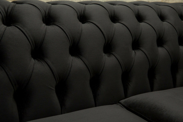 Chesterfield Design Stoff Couch Fauteuil 1,5 Sëtzer Polster Sofas Lounge Neie Club