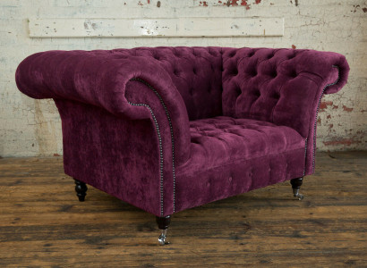 Sëtz Couch Polster Sofa Textil Chesterfield Couchen 1,5 Sëtzer Bordaux England