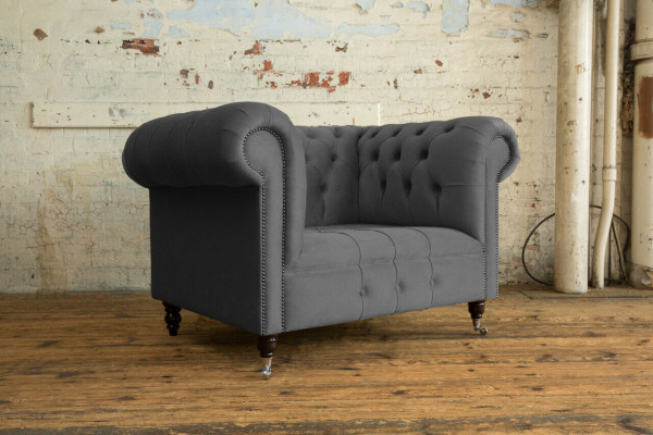 Sëtzgeleeënheet 1 Sëtz Chesterfield Textil Polster Sofas Design Luxus Couch Sofa Stoff