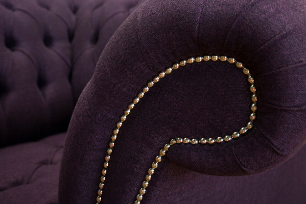 Sessell 1 Sëtz Chesterfield Samt Polster Sofas Design Luxus Couch Sofa Lila Nei