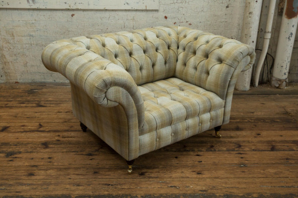 Chesterfield Sofa Canapé Polster Garnitur 1,5-Sëtzer Sofas Klassesch Eenzëlstéck