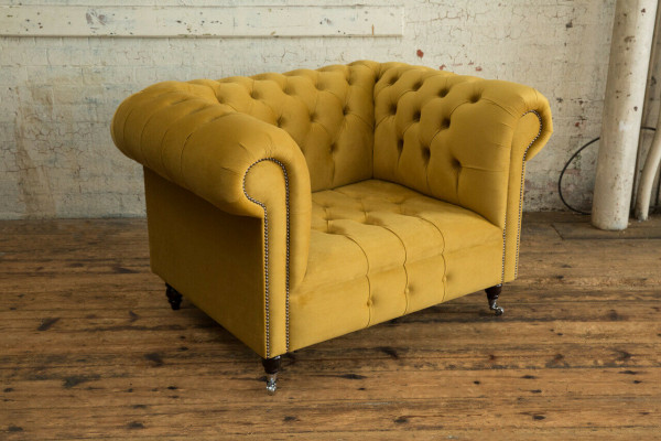 Chesterfield Design Sofa Fautteuil Canapé Polster Luxus Textil Canapéë 1 Sëtzer #376