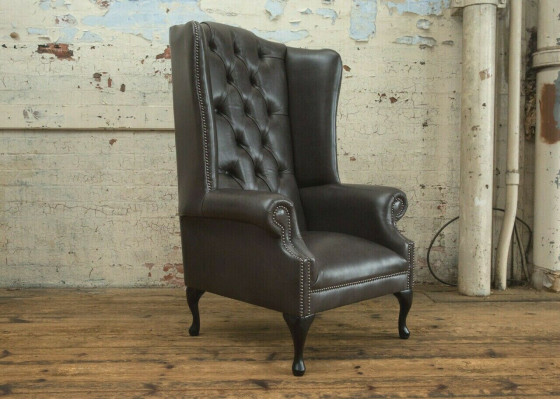 Chesterfield Ohrsessel Einsëtz-Sofa Couch Relax Polster Samt Lieder Stoff