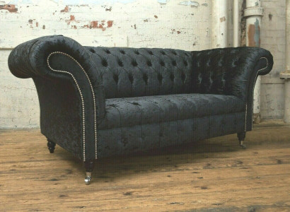 Luxus Chesterfield 2-Sitzer Couch Polster Sofa Textil Stoff Garnitur Nei Couchen