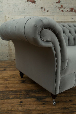 Chesterfield Luxus 2 Sëtzer Canapé Polstersofa Textil Stoffer Couchen Garnitur Nei