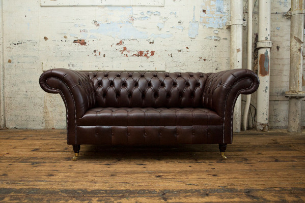 Klassesch Polstermöbel Chesterfield Braun Couch Textilleder Stoff Sofa Sëtzer