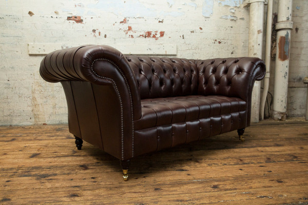 Klassesch Polstermöbel Chesterfield Braun Couch Textilleder Stoff Sofa Sëtzer