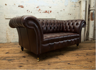 Klassesch Polstermöbel Chesterfield Braun Couch Textilleder Stoff Sofa Sëtzer