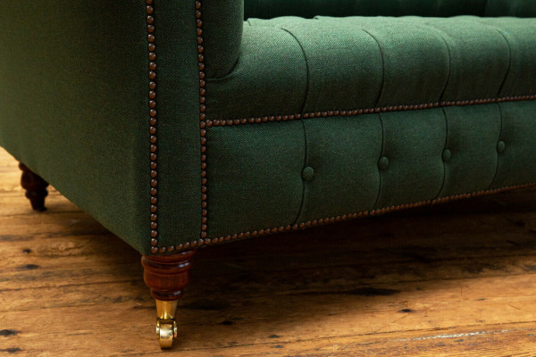 Klassesch Polsterméi Chesterfield Gréng Couches Textilstoff Lieder Stoff Sofa Sëtz