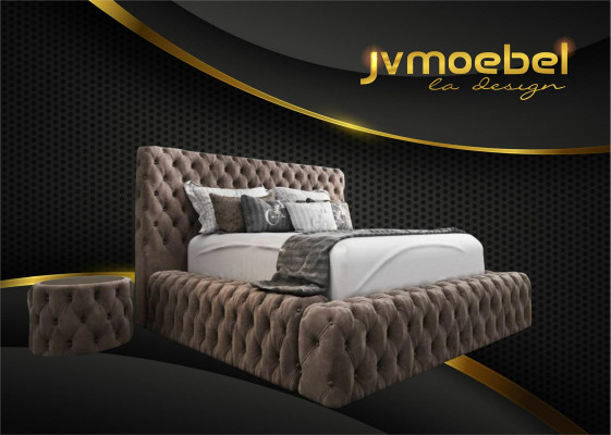 Bett 2x Nuetsdësch 3 Deeler Schlofzëmmer Set Design Miwwelen Modern Luxus Better Nei