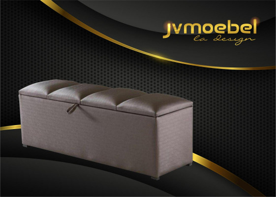 Truhe Späicher Box Luxus Schlofzëmmer Hocker Textil Foussëmmert