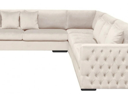Wunnzëmmerbesofa beige Eckcouch Polstersetzung Samt Miwwel Design Stoff Nei