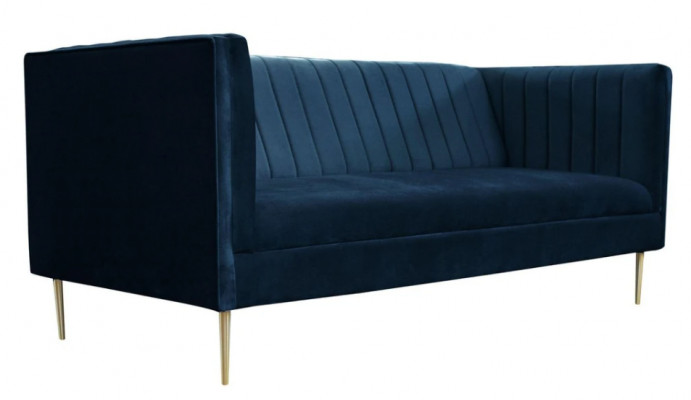Zwee-Sëtz-Sofa Sofasen Textil Marineblo Reparatur Stoft Wunnzëmmer Design Canapéen Këssen