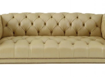 Beige dräisitzege Lieder Chesterfield Wunnzëmmer Modernen Design Canapé Sofa Neit