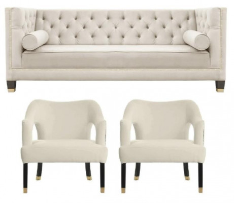 Beige Chesterfield Couch Samtt Sofa Sofagarnitur Couche Sofasen Polster 311 Sëtzer