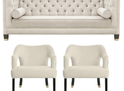 Beige Chesterfield Couch Samtt Sofa Sofagarnitur Couche Sofasen Polster 311 Sëtzer