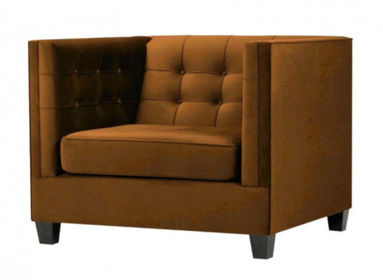 Moderne Sessel Chesterfield Textil Stoff Braun Kreativ Miwwel Wunnzëmmer