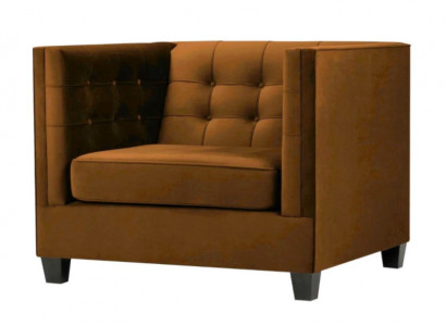 Moderne Sessel Chesterfield Textil Stoff Braun Kreativ Miwwel Wunnzëmmer
