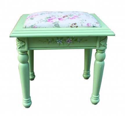 Schemel Pouf Fouss-Schemel Schemel Polsterschemel Sëtzschemel Bäitisch Textil Echt Holz