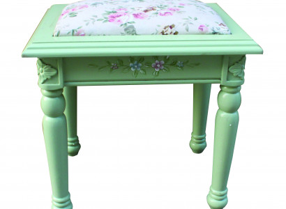 Schemel Pouf Fouss-Schemel Schemel Polsterschemel Sëtzschemel Bäitisch Textil Echt Holz