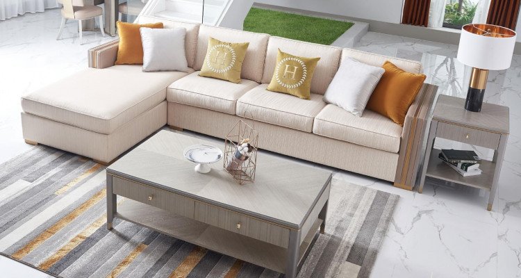 Ecksofa Textil Eck Wunnlandschaft Design Luxus Sofa Canapé Eckgarnitur Miwwel Nei