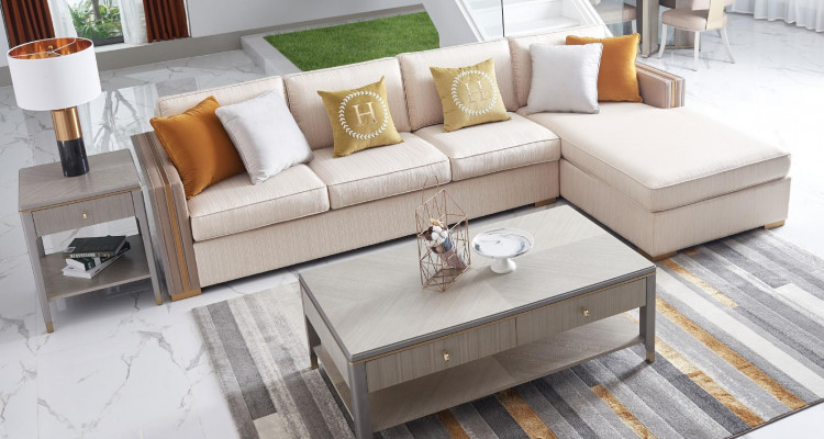 Ecksofa Textil Eck Wunnlandschaft Design Luxus Sofa Canapé Eckgarnitur Miwwel Nei