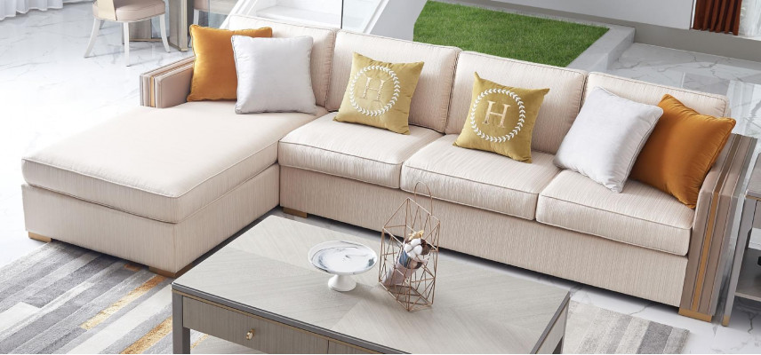Ecksofa Textil Eck Wunnlandschaft Design Luxus Sofa Canapé Eckgarnitur Miwwel Nei