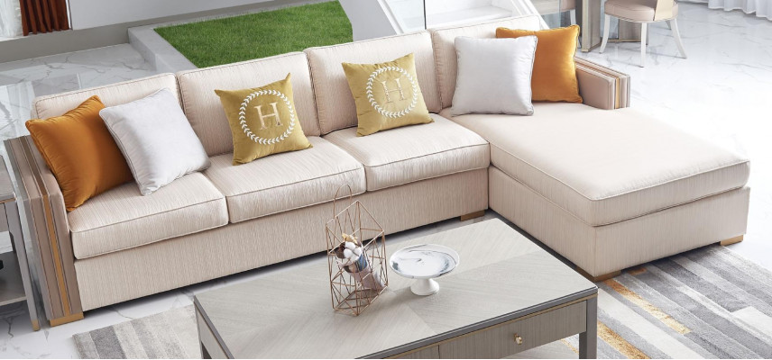 Ecksofa Textil Eck Wunnlandschaft Design Luxus Sofa Canapé Eckgarnitur Miwwel Nei