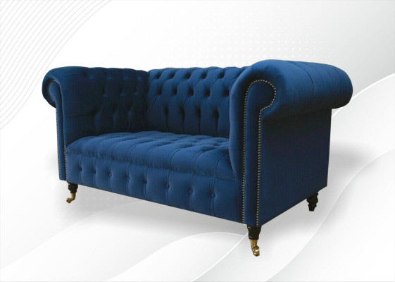 Klassesch Textil Canapé - Samt Chesterfield Stoff Sofa 2 Sëtzplazen Nei jvmoebel ®