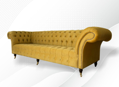 xxl Chesterfield Grouss Sofa Canapé Polster Garnitur 4 Sëtz Textil Sofas Canapéen Nei