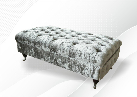 Chesterfield Pouf Gro Stoff Wunnzëmmer Design Polster Sofa Nei Textil