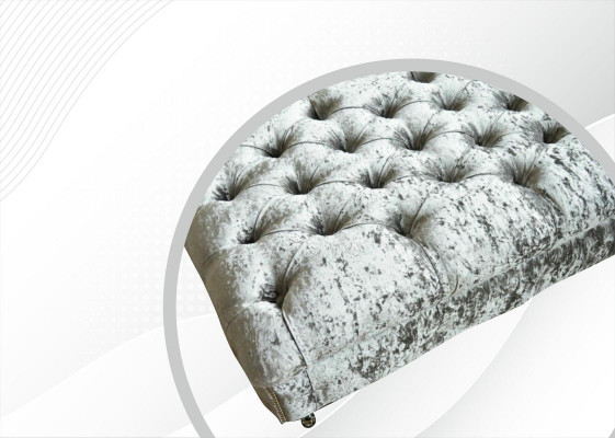 Chesterfield Pouf Gro Stoff Wunnzëmmer Design Polster Sofa Nei Textil