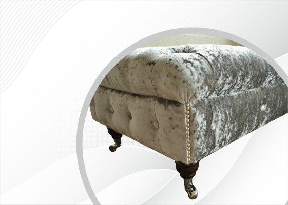 Chesterfield Pouf Gro Stoff Wunnzëmmer Design Polster Sofa Nei Textil