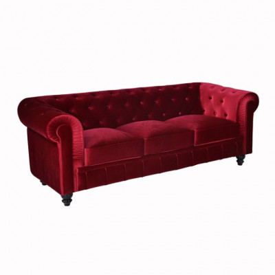 jvmoebel ® - Lieder Sofa Couch - Rout Polster Dräisëtzer Couch Garnitur 3er Nei